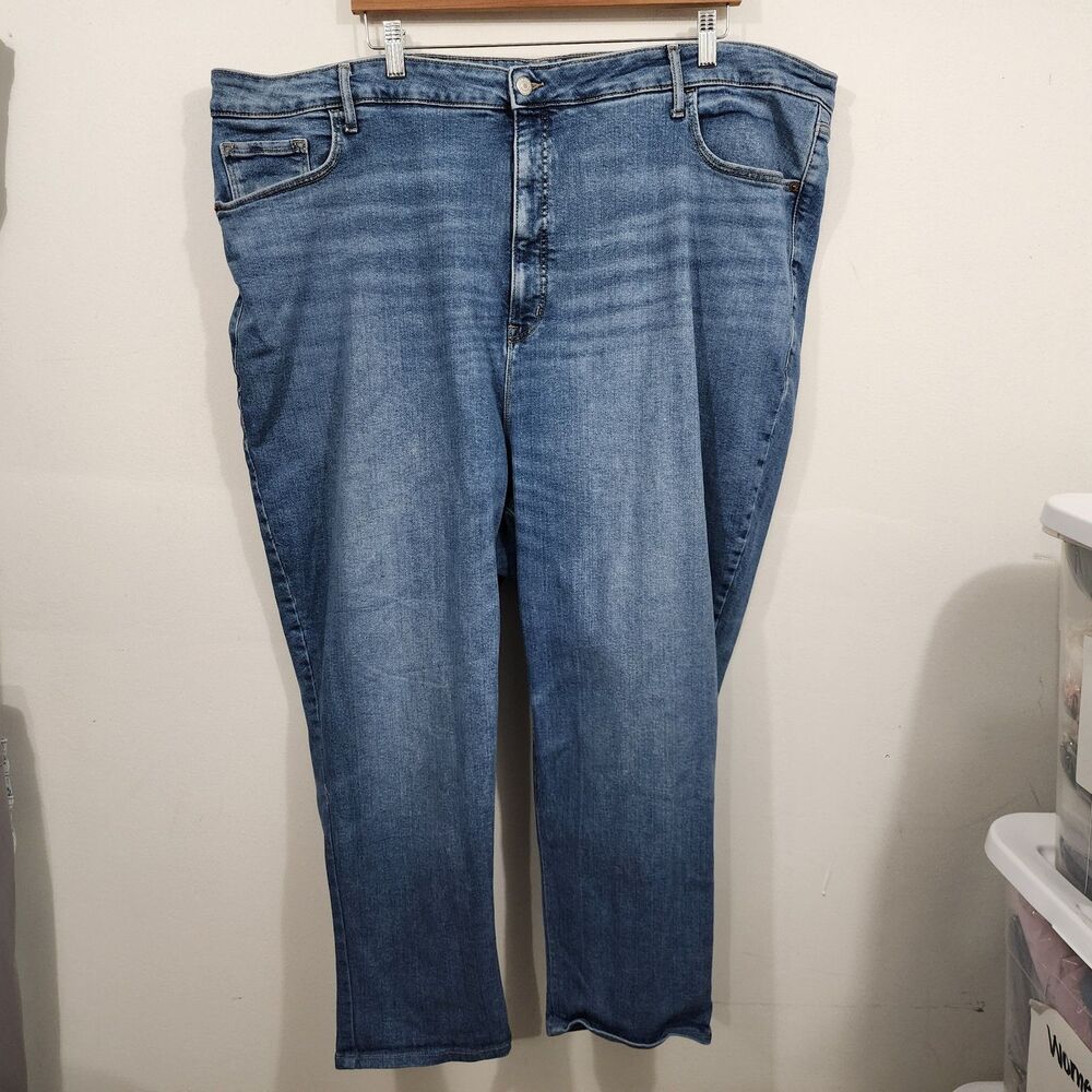 Old Navy Higher High-Rise Straight Cropped Jeans Plus 28W Suki Hemmed Stretch